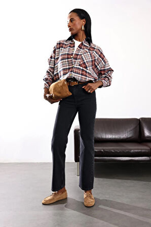 Füme Düz Kesim Orta Bel Jean 2750