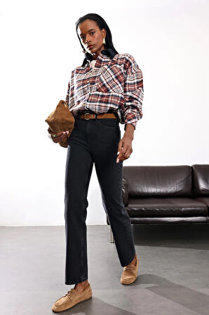 Füme Düz Kesim Orta Bel Jean 2750