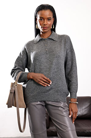 Antrasit Polo Yaka Triko Kazak 5073