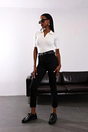 Siyah Yüksek Bel Straight Jean 7949