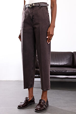 Acı Kahve Yüksek Bel Baggy Jean RM3004