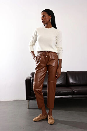 Taba Havuç Deri Pantolon 22022