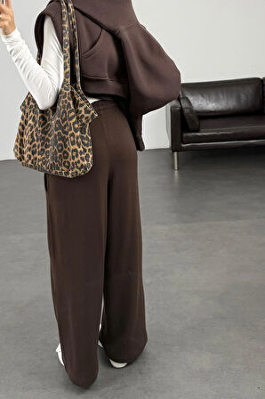 Acı Kahve Yüksek Bel Salaş Eşofman 0155