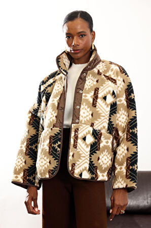 Kahverengi Çift Taraflı Şişme Polar Mont 01304