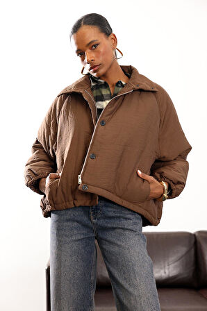 Kahverengi Su İtici Şişme Mont 36862