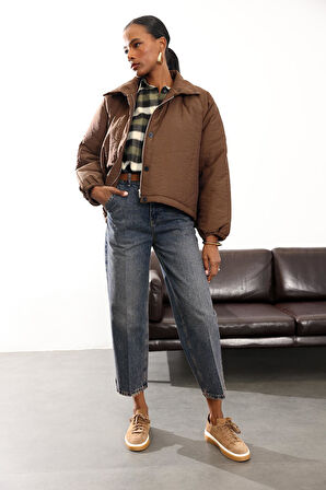 Kahverengi Su İtici Şişme Mont 36862