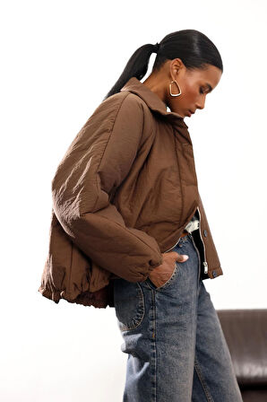 Kahverengi Su İtici Şişme Mont 36862