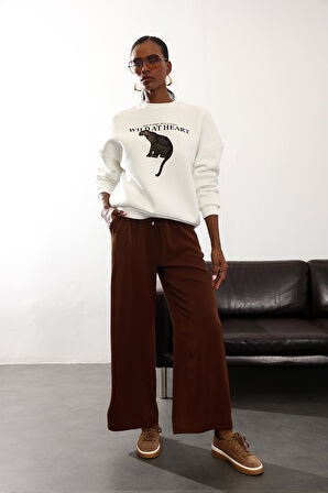 Kahverengi Beli Lastikli Kırışmaz Rahat Pantolon 70858