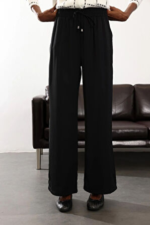 Siyah Beli Lastikli Kırışmaz Rahat Pantolon 70858