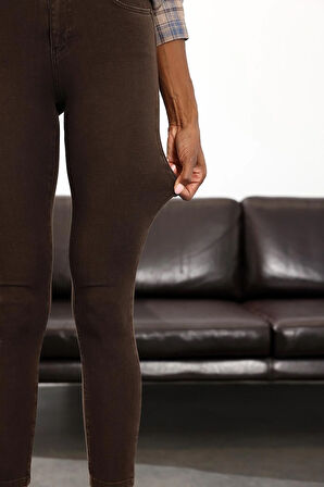 Kahverengi İthal Full Likra Toparlayan Skinny Jean 7277