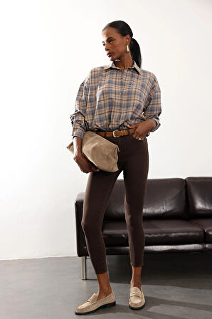 Kahverengi İthal Full Likra Toparlayan Skinny Jean 7277