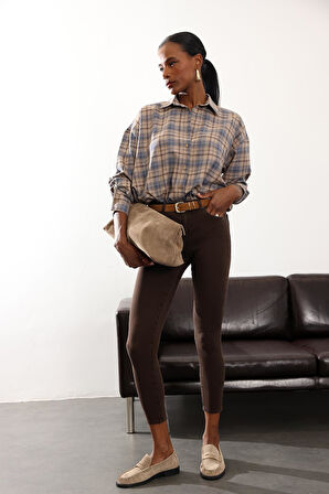 Kahverengi İthal Full Likra Toparlayan Skinny Jean 7277