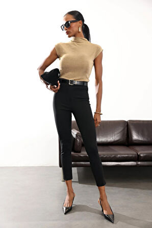 Siyah Likralı Cigarette Kumaş Pantolon 9045