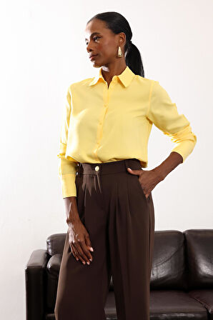 Sarı Yumuşak Dokulu Gömlek 