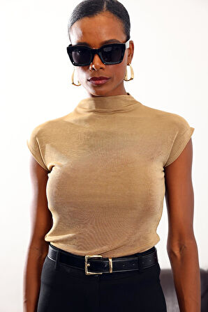 Gold Işıltılı Esnek Bluz 