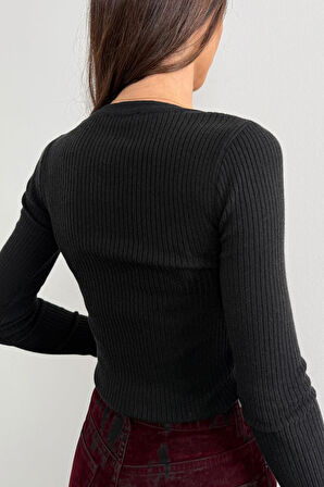 Siyah Fitilli Yumoş Triko 