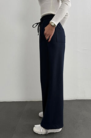 Lacivert Beli Lastikli Kumaş Pantolon 2006