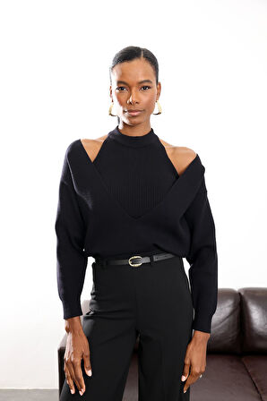 Siyah Atlet Detaylı Triko Set 251295