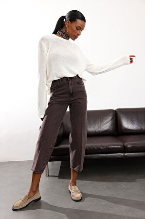 Ekru Bisiklet Yaka Merserize Triko 251126