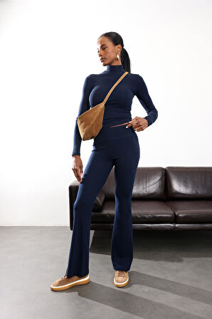 Lacivert İspanyol Paça Tayt Pantolon 24135