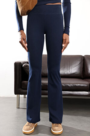 Lacivert İspanyol Paça Tayt Pantolon 24135