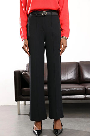 Siyah Önü Çimalı Palazzo Pantolon 257032