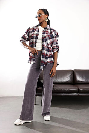 Füme Beli Lastikli Kadife Pantolon 8921