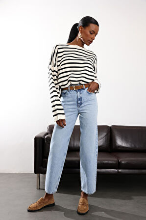 Ekru Çizgili Kazak 231100