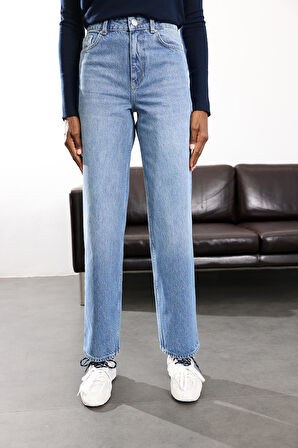 Mavi Yüksek Bel Straight Jean 