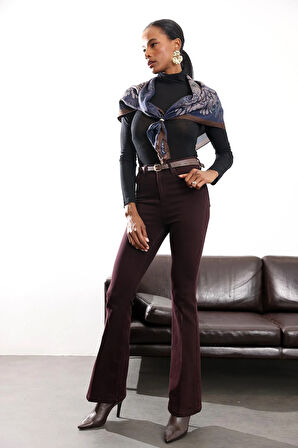 Mürdüm Full Likra Toparlayan Flare Jean 7578