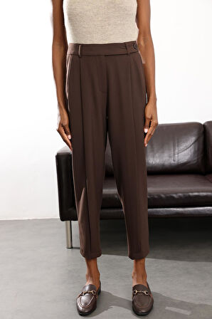 Kahverengi Pile Detaylı Havuç Pantolon 60
