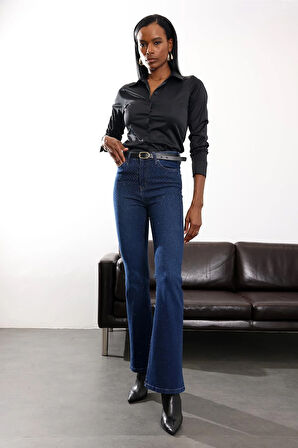 Siyah Parlak Bitişli Slim Fit Gömlek 4897