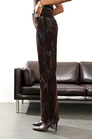 Kahverengi Kemerli Wide Leg Jean 8077