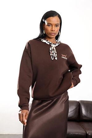 Acı Kahve Fular Detaylı Sweatshirt 580519