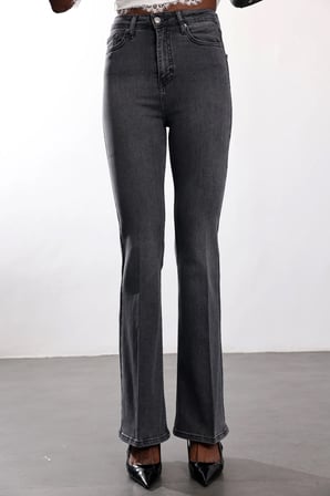 Antrasit Full Likra Toparlayan Flare Jean 7578
