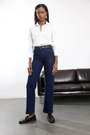 Beyaz Pens Detaylı Slim Fit Gömlek 018