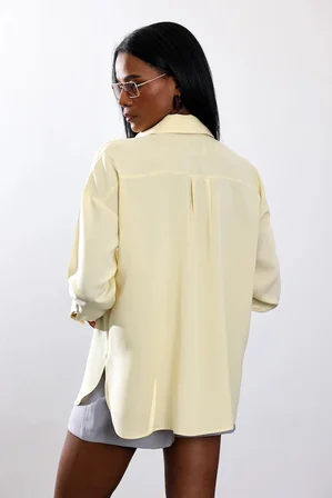 Sarı Cepli Oversize Gömlek 1724