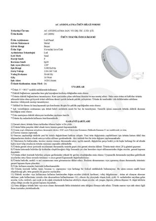 18W Sıva Üstü Yuvarlak Led Panel Beyaz Işık