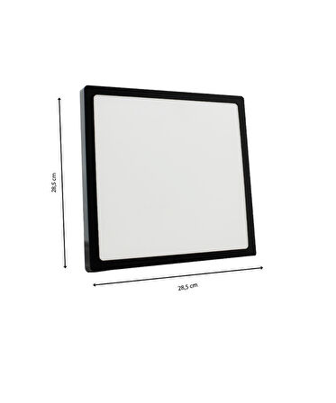 24W Siyah Sıva Üstü Kare Led Panel 3200K Sarı Işık