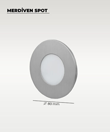 3W Krom Yuvarlak Sıva Altı Merdiven Spot 6500K (Beyaz Işık)