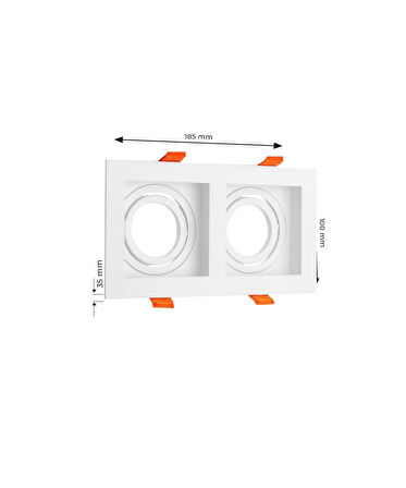 Gu10 Dekoratif İkili Kare Metal Kasa Beyaz