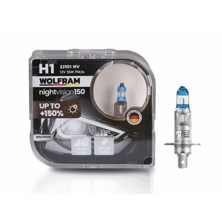 Wolfram 22101NV H1 Night Vision +%150 Fazla Işık +%20 Beyaz Işık 12V 55W
