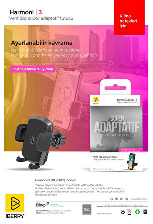 IBERRY HARMONİ3 H03 SÜPER ADAPTATİF ARAÇ İÇİ TELEFON TUTUCU