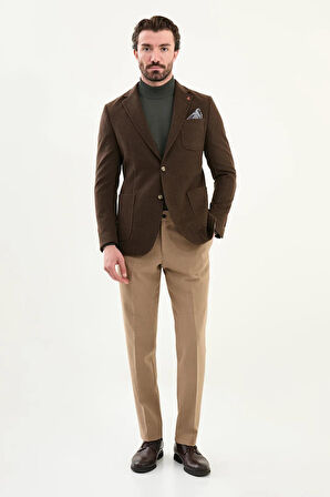 Mcr Düz Slim Fit Torba Cepli Mendil Detaylı Yün Erkek Ceket 44316