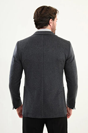 Mcr Düz Slim Fit Torba Cepli Mendil Detaylı Yün Erkek Ceket 44316