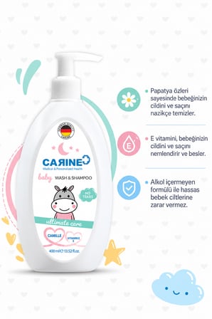 CARINE 2'Sİ 1 ARADA BEBEK SAÇ VE VÜCUT ŞAMPUANI 400 ML