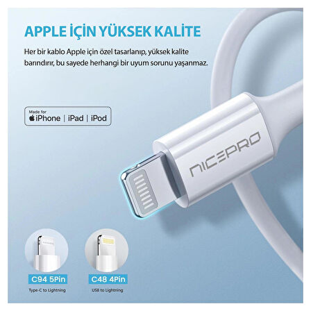 NPO CTL12 60W 1.2m TPE Type-C to Lightning Hızlı Şarj ve Data Kablosu