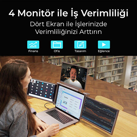 NPO NPM680 14" FHD 1080p IPS Type-C Taşınabilir Dizüstü 3'lü Monitör Çoklayıcı Notebook Monitör