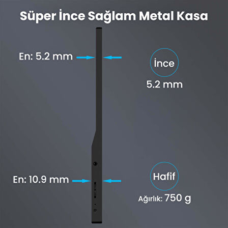 NPO NPM6 15.6" IPS FHD 5ms 60Hz Type-C Telefon ve Oyun Konsolu Uyumlu Metal Kasa Taşınabilir Monitör