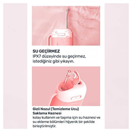 NPO Nicefeel FC5170 Mini Taşınabilir,Şarjlı, Diş Teli/Protez Bakım ve Profesyonel Ağız Duşu-Pembe